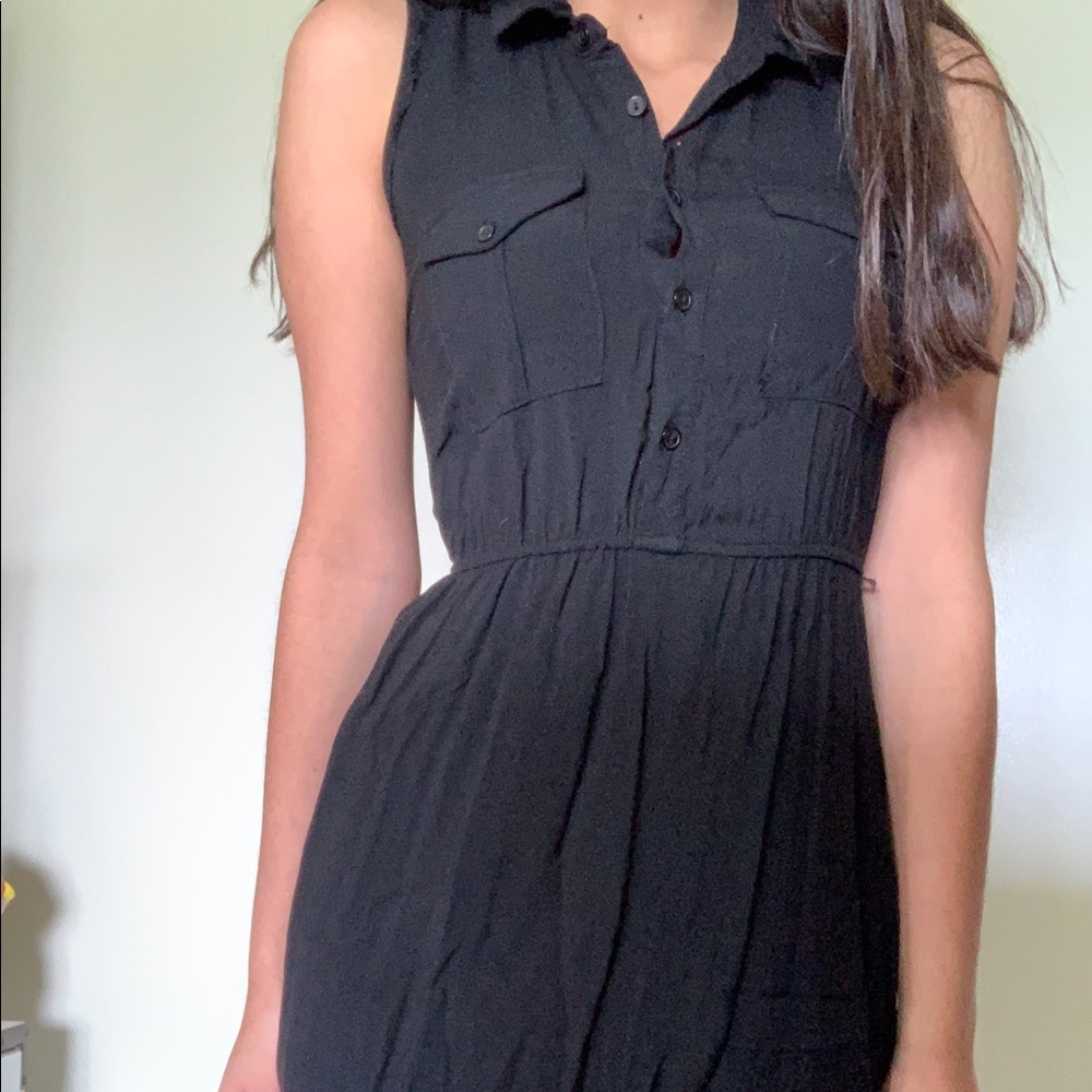Black button down dress